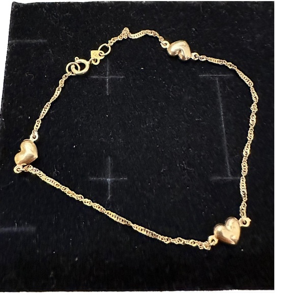 14k solid gold heart bracelet